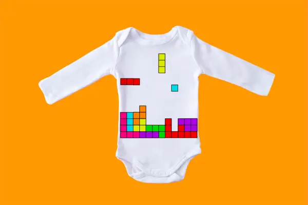 Body blanc enfant avec le motif Tétris