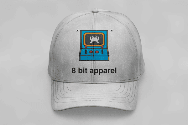 Casquette grise avec le logo de la marque 8 Bit Apparel