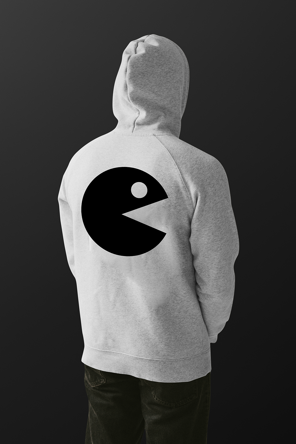 Sweat gris avec Pac-Man en noir dans le dos