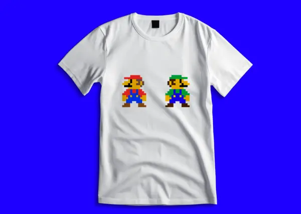 T-shirt blanc avec Luigi et Mario