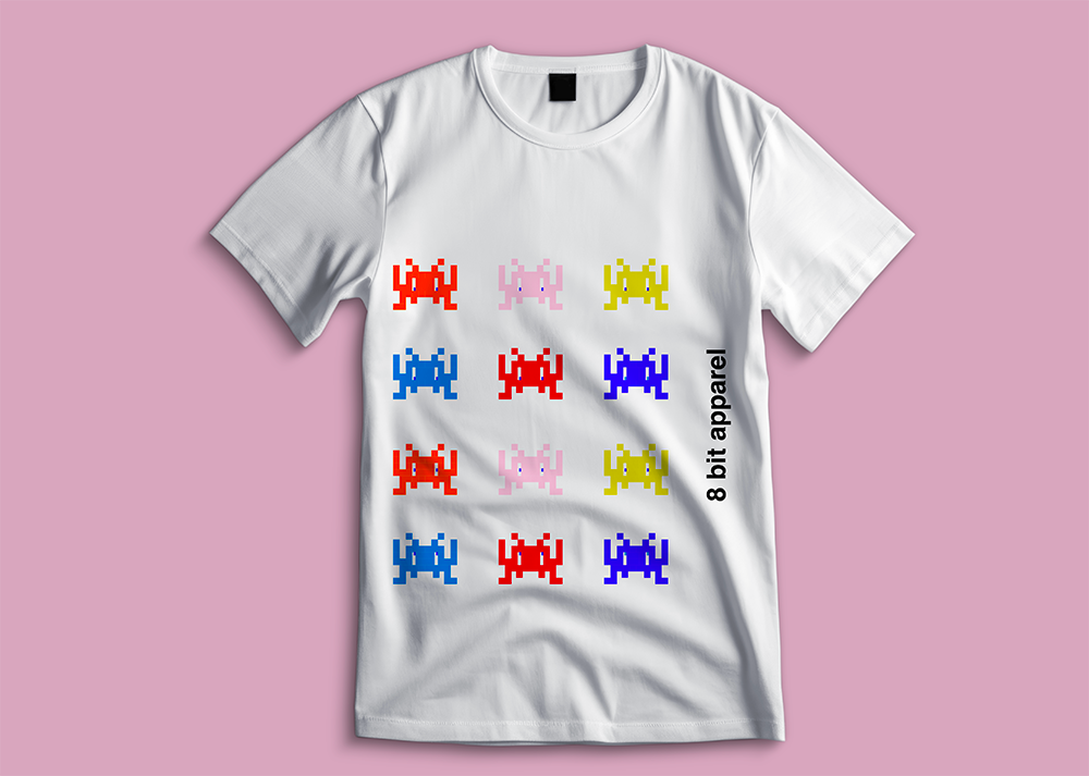 T-shirt blanc avec le motif second de la marque 8 Bit Apparel