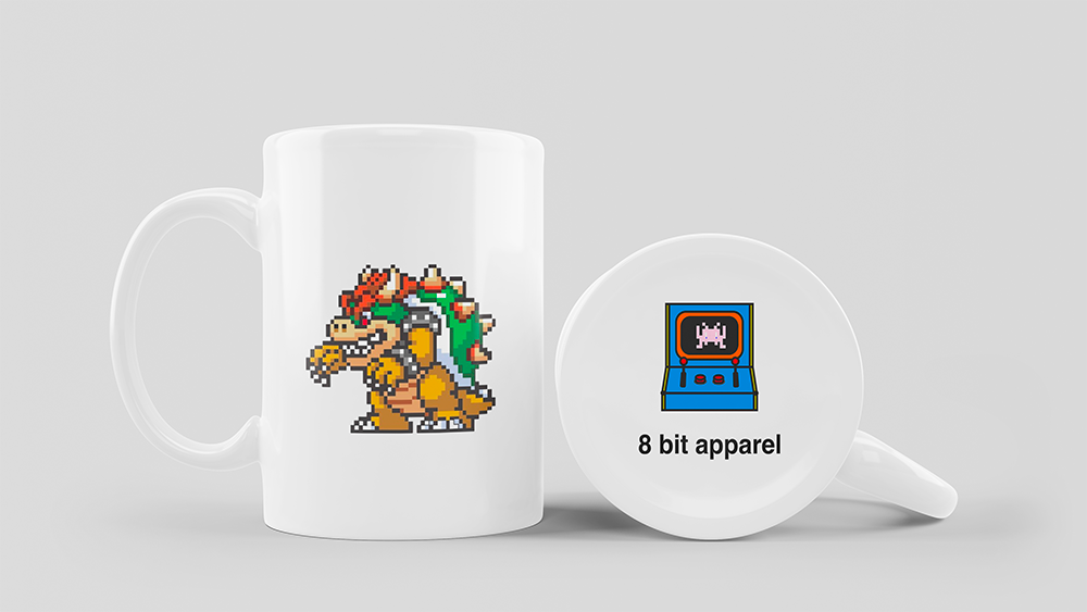 Tasse blanche avec le personnage Bowser