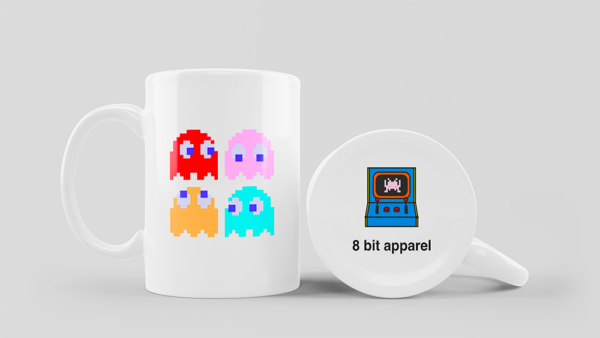 Tasse blanche avec les 4 fantômes de Pac-Man